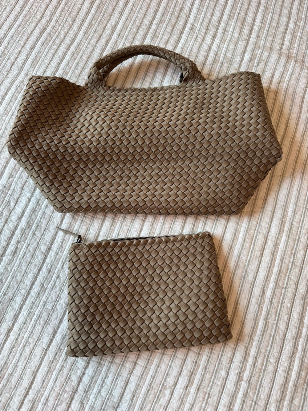 Naghedi Woven Tote in Taupe - Picture 2 of 9